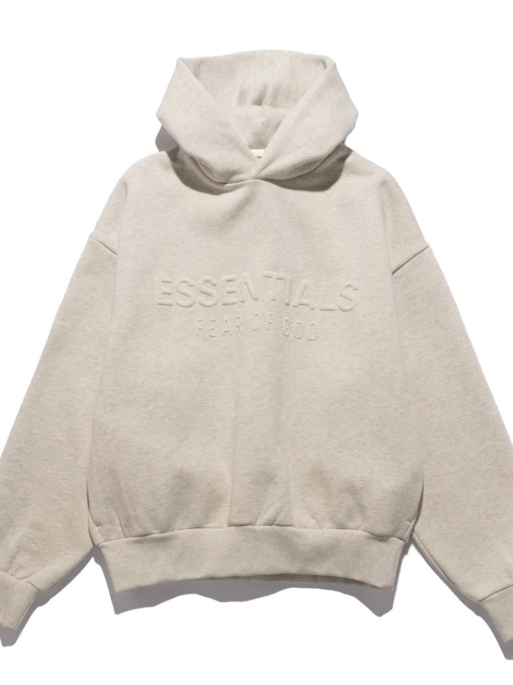 Essentials Cream Embossed Pullover Hoodie - Picture 3 of 11